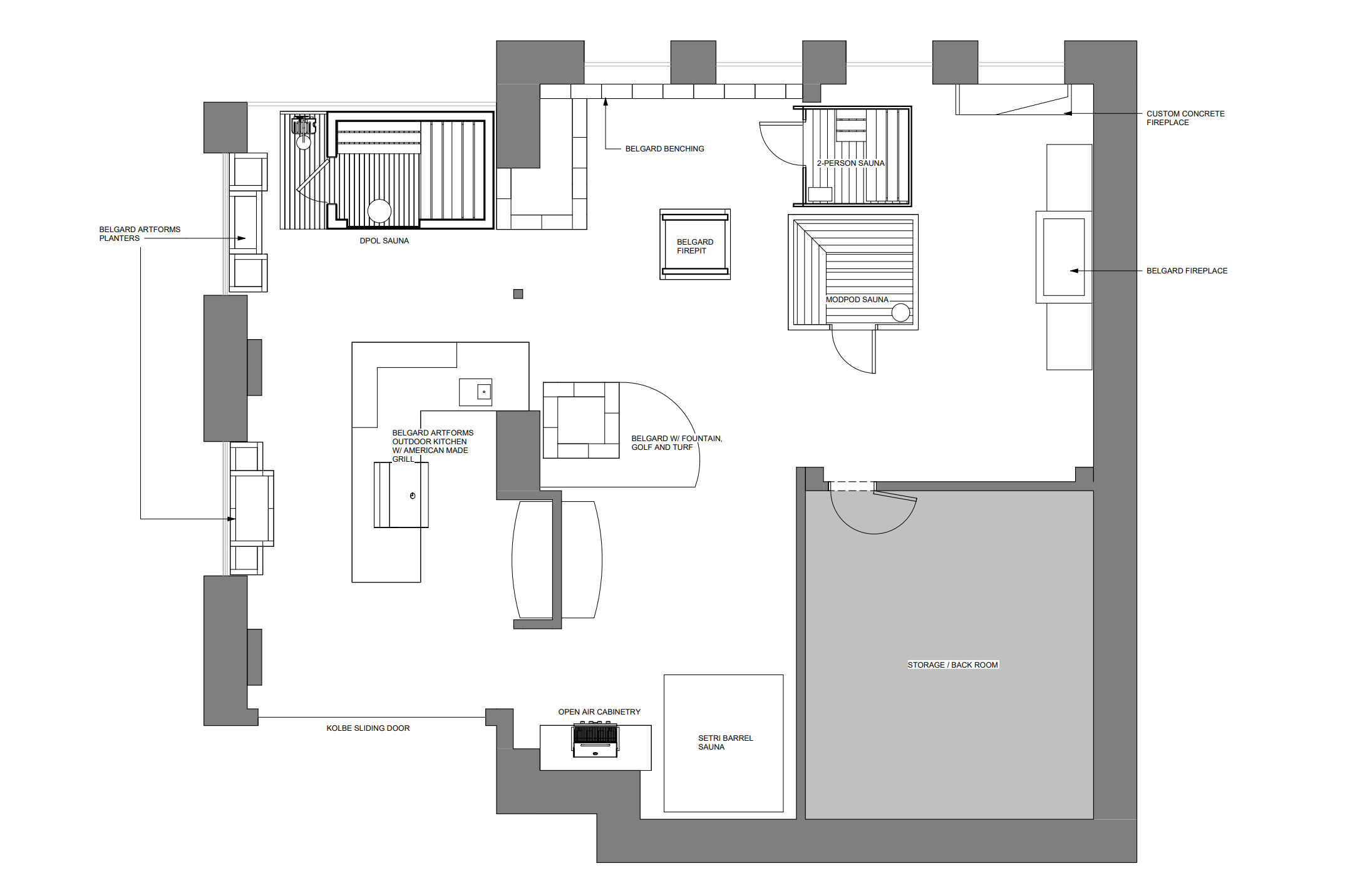 Design Pro Outdoor Living showroom floor plan design.